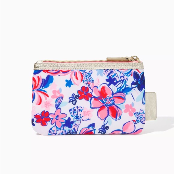 Lilly Pulitzer Floral Zip Top Wallet Wristlet Resort White Party Like A Lobstar - Picture 2 of 4